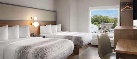 Room, 2 Double Beds, Non Smoking | In-room safe, desk, iron/ironing board, rollaway beds