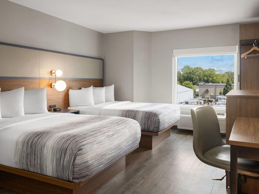 Room, 2 Double Beds, Non Smoking | In-room safe, desk, iron/ironing board, rollaway beds