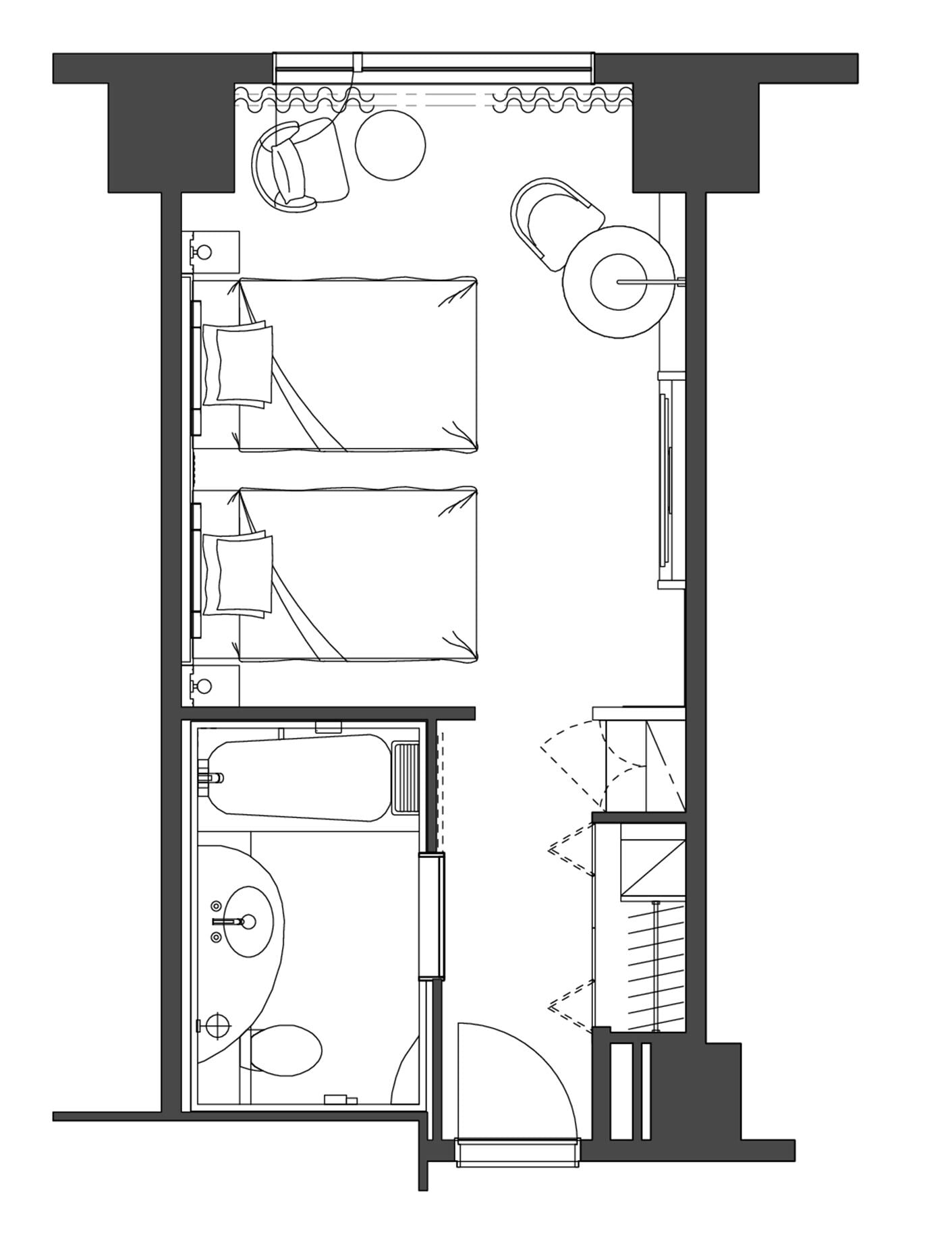 Standard Twin Room | Down comforters, in-room safe, desk, blackout drapes