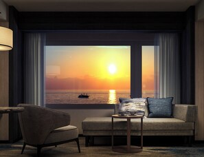 Down comforters, in-room safe, desk, blackout drapes