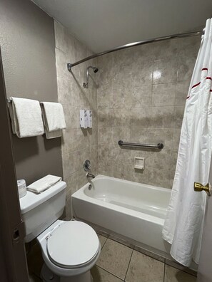 Superior Room, 1 King Bed, Non Smoking | Bathroom | Combined shower/tub, free toiletries, hair dryer, towels