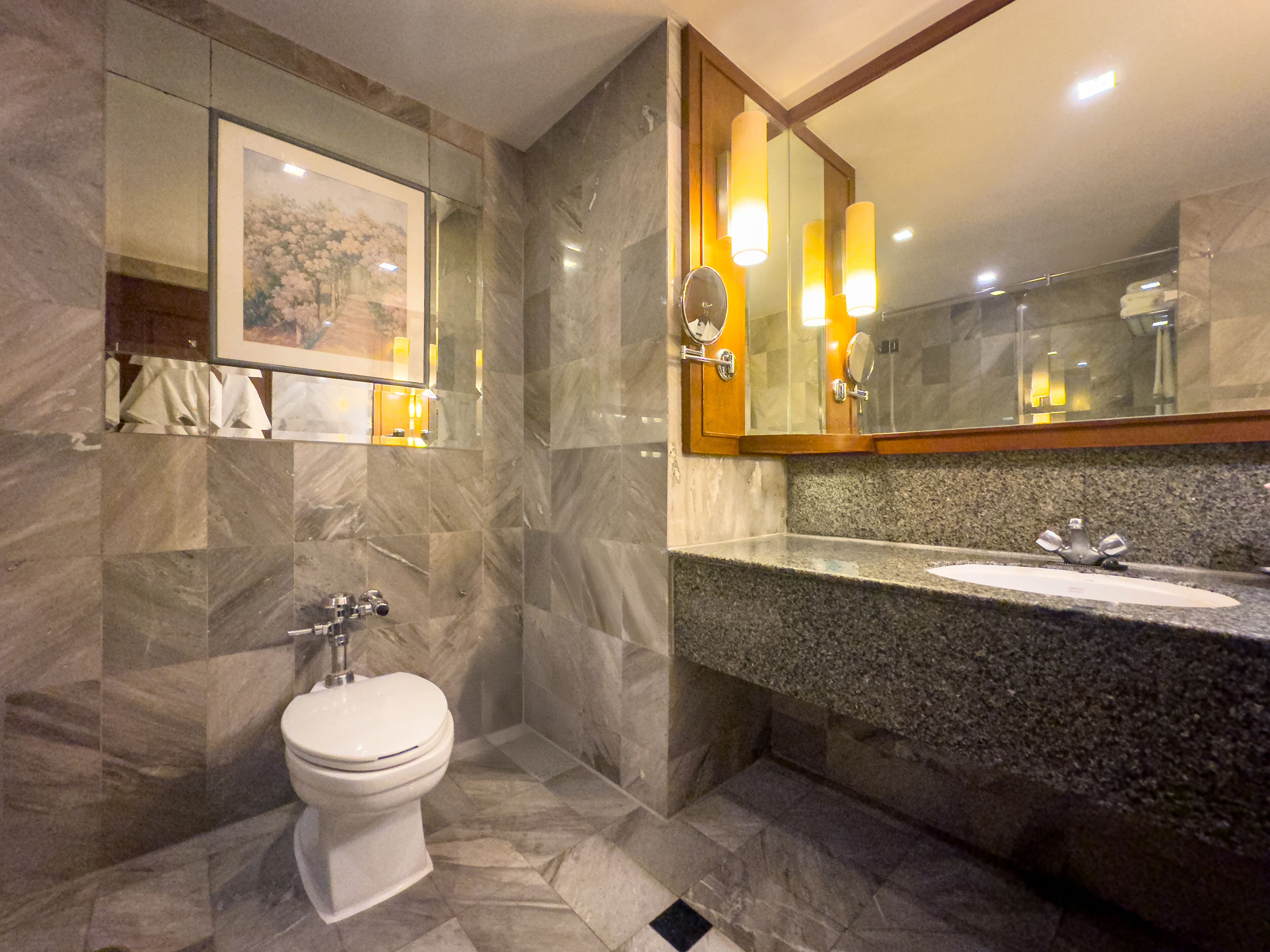 eco-friendly toiletries, hair dryer, towels, soap