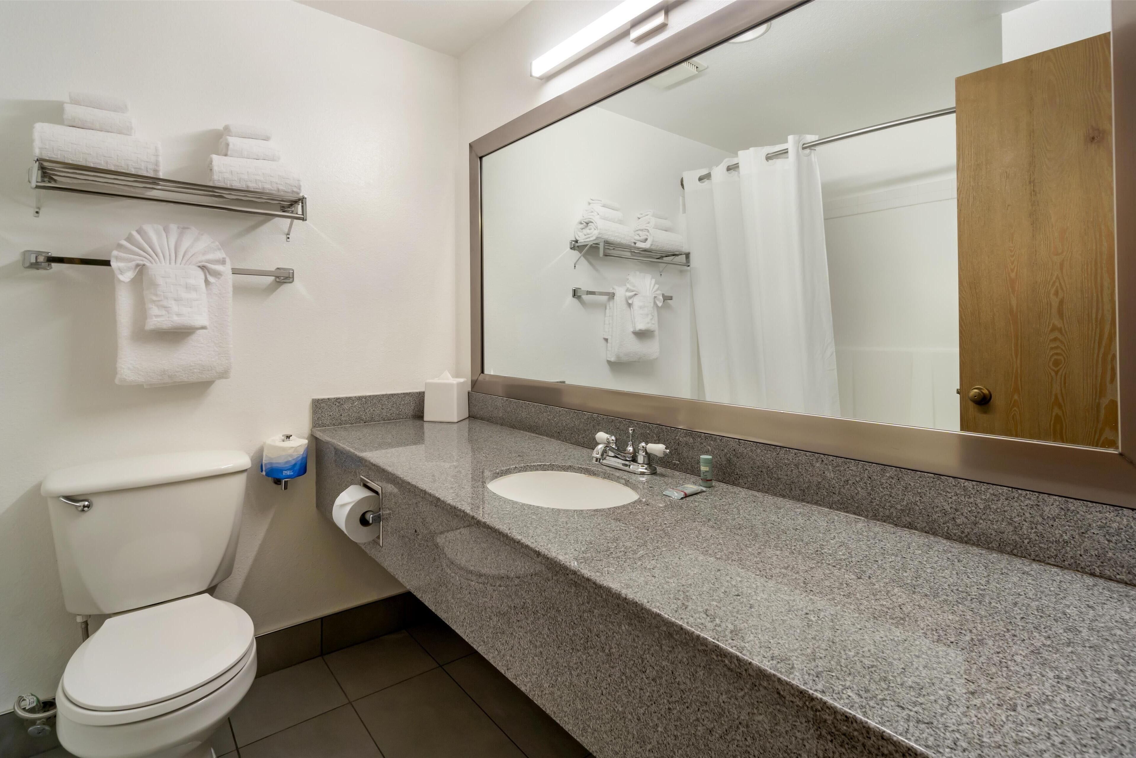 eco-friendly toiletries, hair dryer, towels, soap