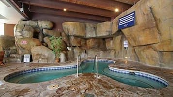 Indoor pool, open 8:00 AM to 8:00 PM, lifeguards on site