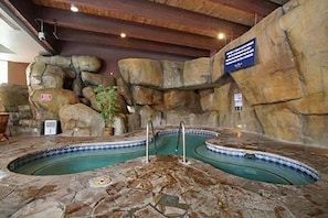 Indoor pool, open 8:00 AM to 8:00 PM, lifeguards on site