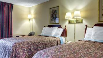 Premium bedding, laptop workspace, soundproofing, iron/ironing board