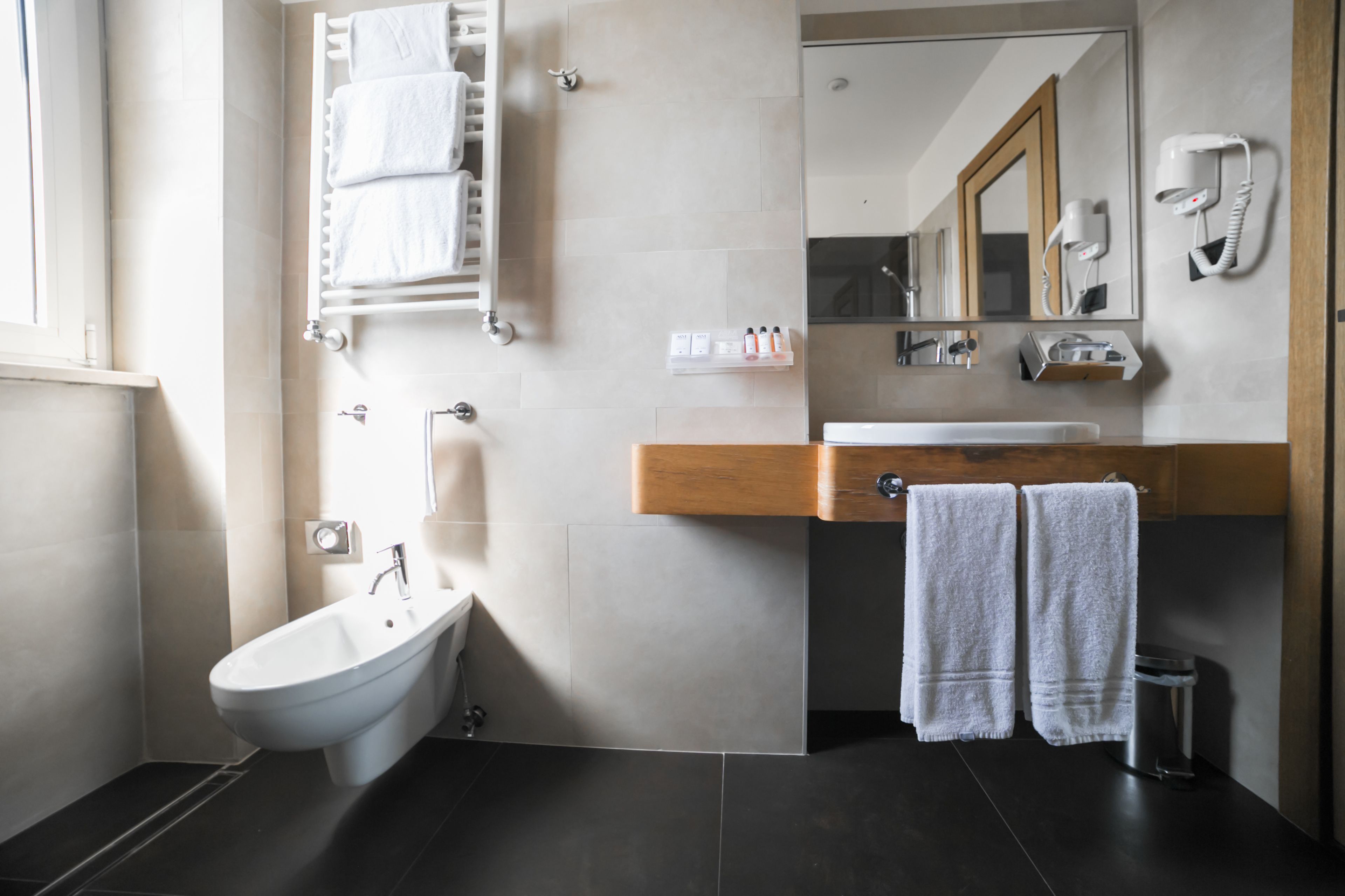 shower, deep-soaking bathtub, free toiletries, hair dryer