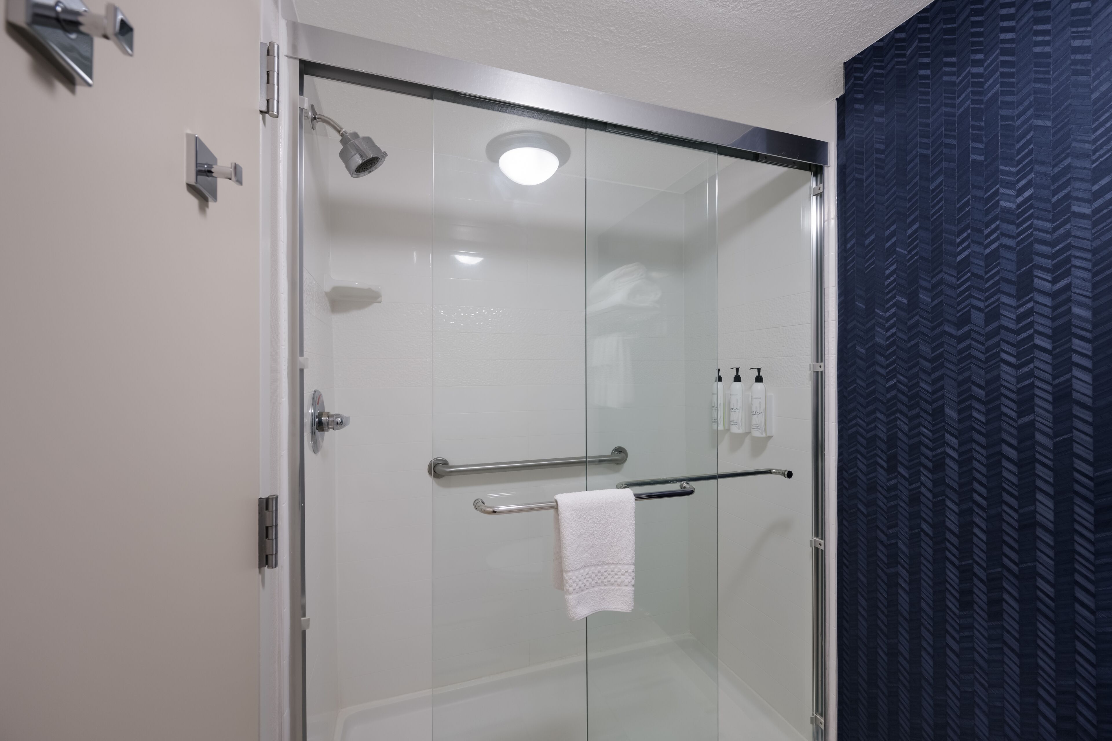 free toiletries, hair dryer, towels