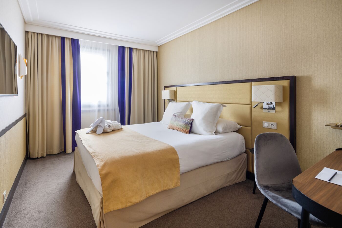 In-room safe, desk, blackout curtains, soundproofing