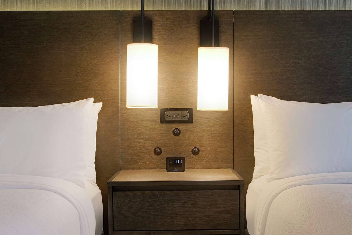 room, 2 queen beds, non smoking | premium bedding, in-room safe, desk, laptop workspace
