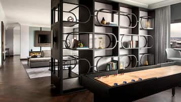 55-inch flat-screen TV with satellite channels, TV, pay films