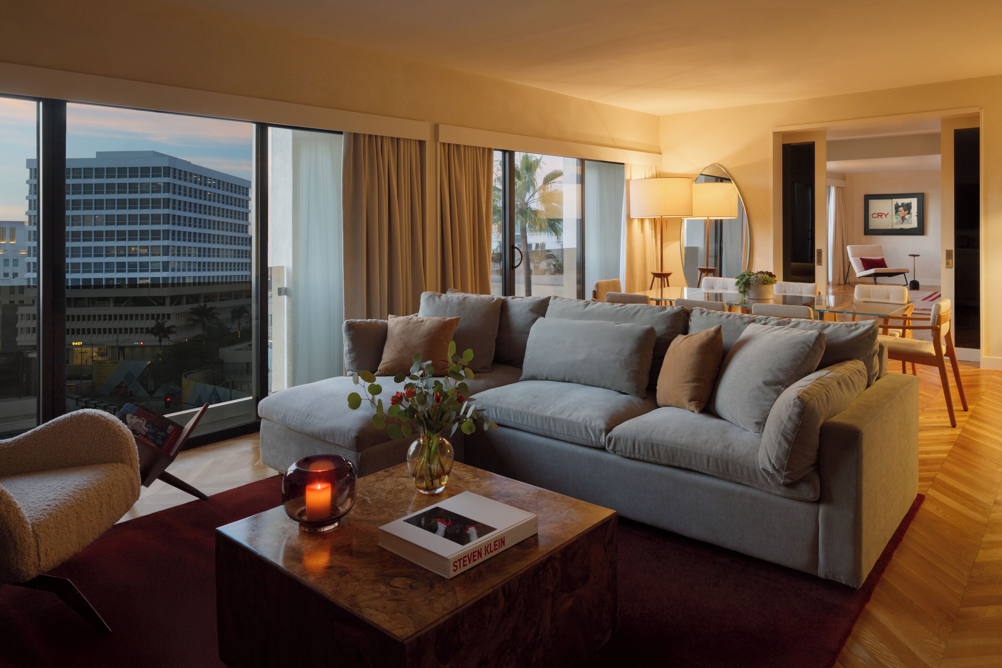 Penthouse | Living area | 55-inch flat-screen TV with cable channels, TV, iPod dock