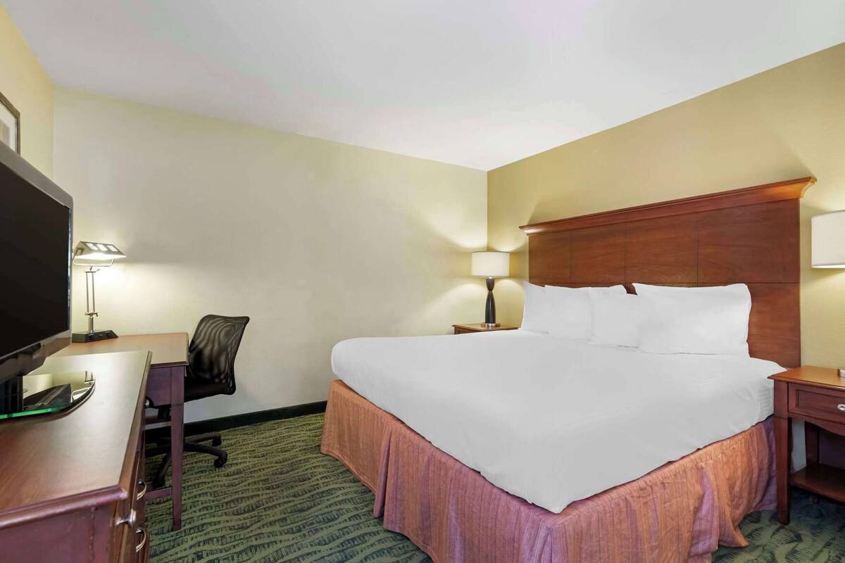Desk, laptop workspace, WiFi (free), bed sheets