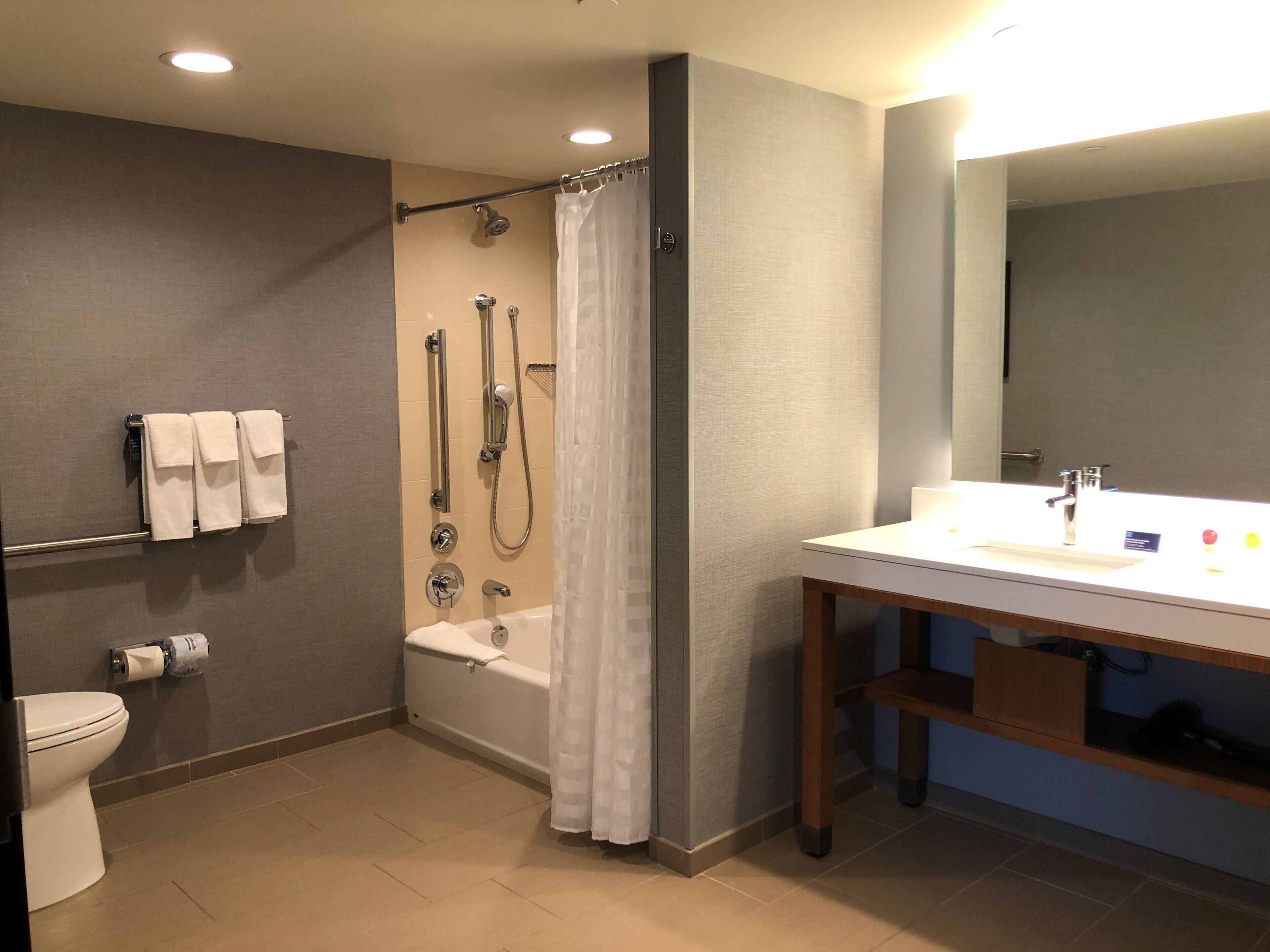 room, multiple beds, accessible, bathtub | bathroom | combined shower/bathtub, designer toiletries, hair dryer, towels