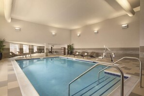 Indoor pool, open 8:00 AM to 10:00 PM, sun loungers