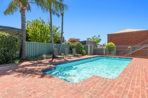 Outdoor pool, sun loungers