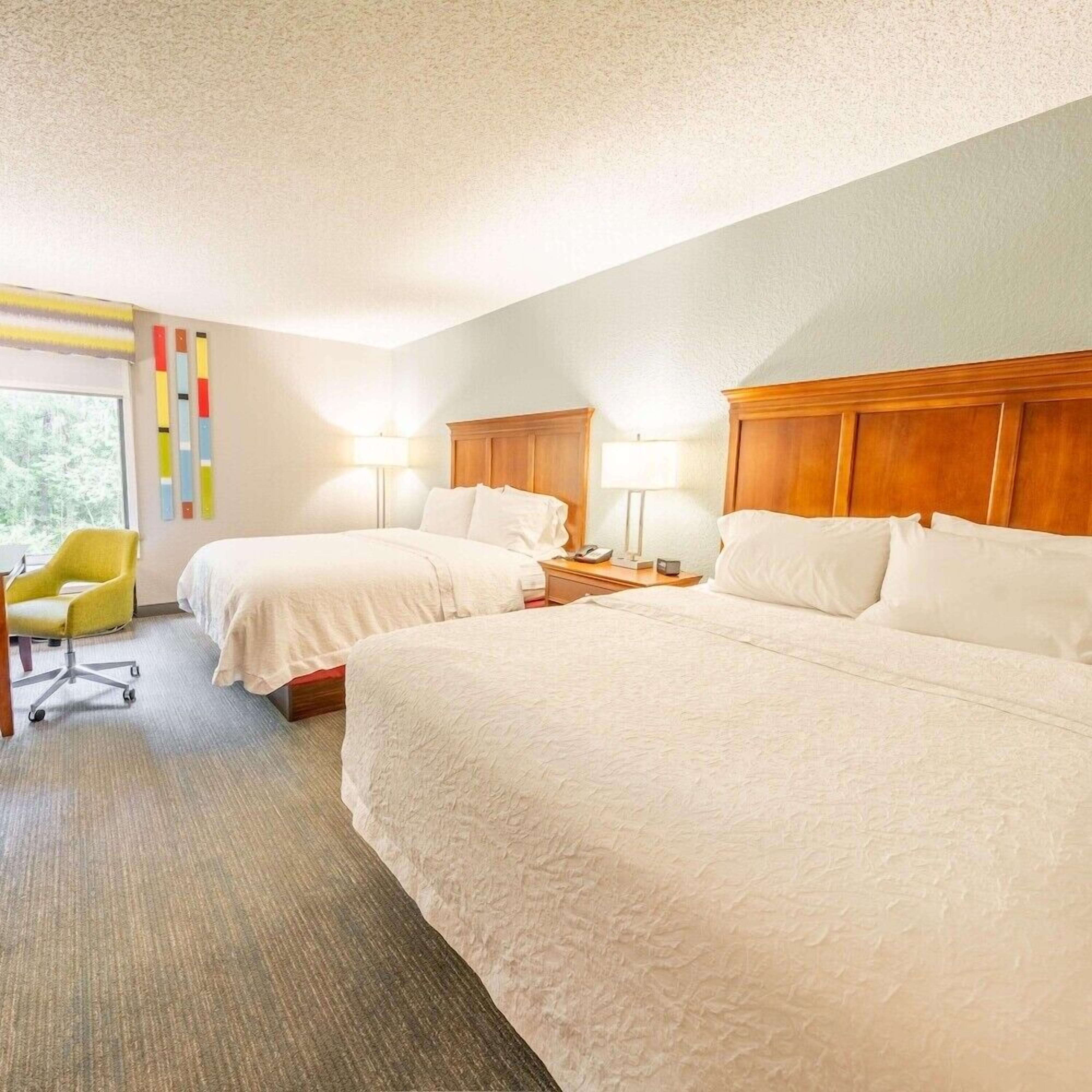 Premium bedding, down duvets, desk, laptop workspace