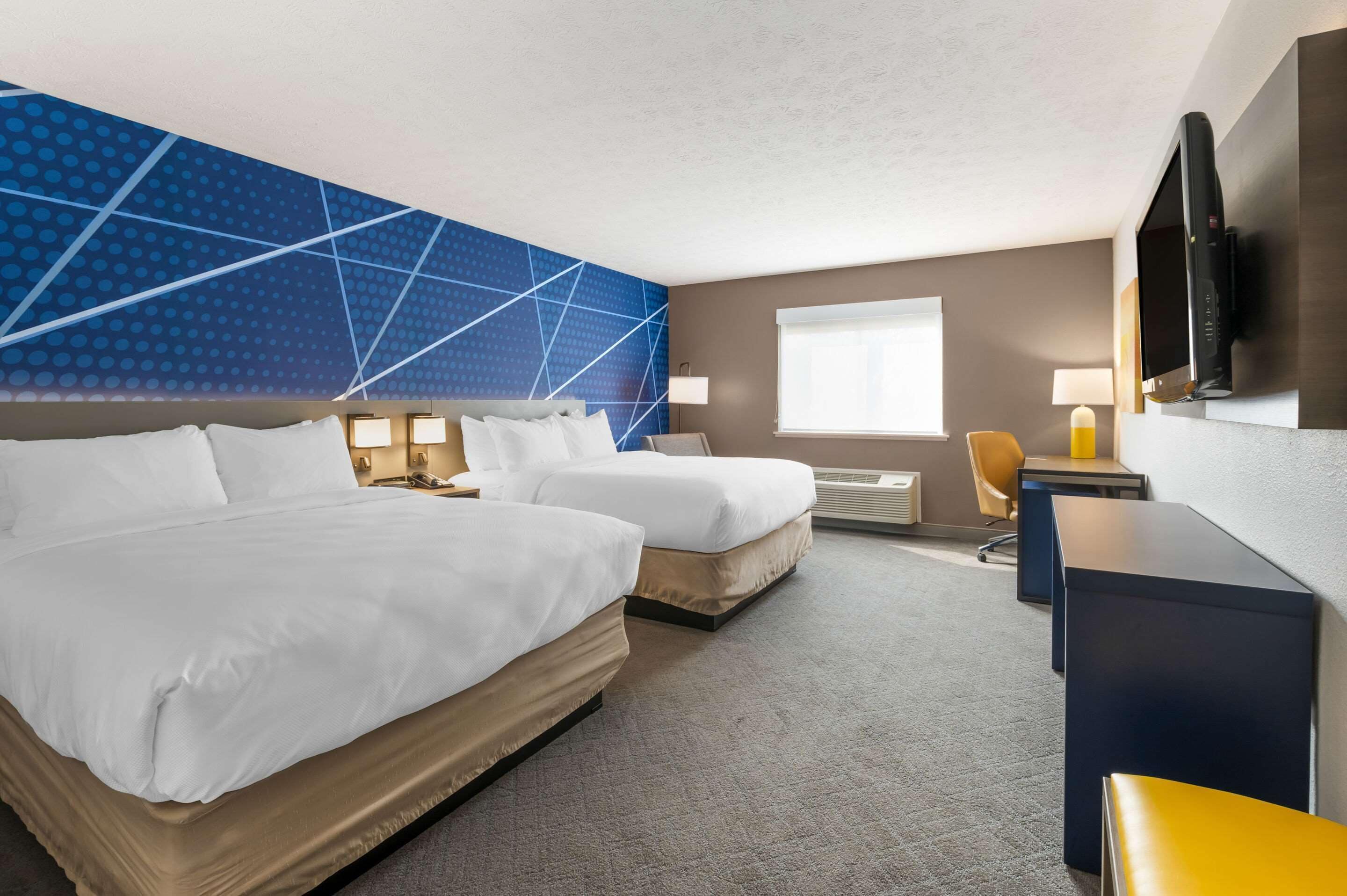 room, 2 queen beds, non smoking | premium bedding, desk, iron/ironing board, free cots/infant beds