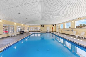 Indoor pool, open 9:00 AM to 11:00 PM, sun loungers