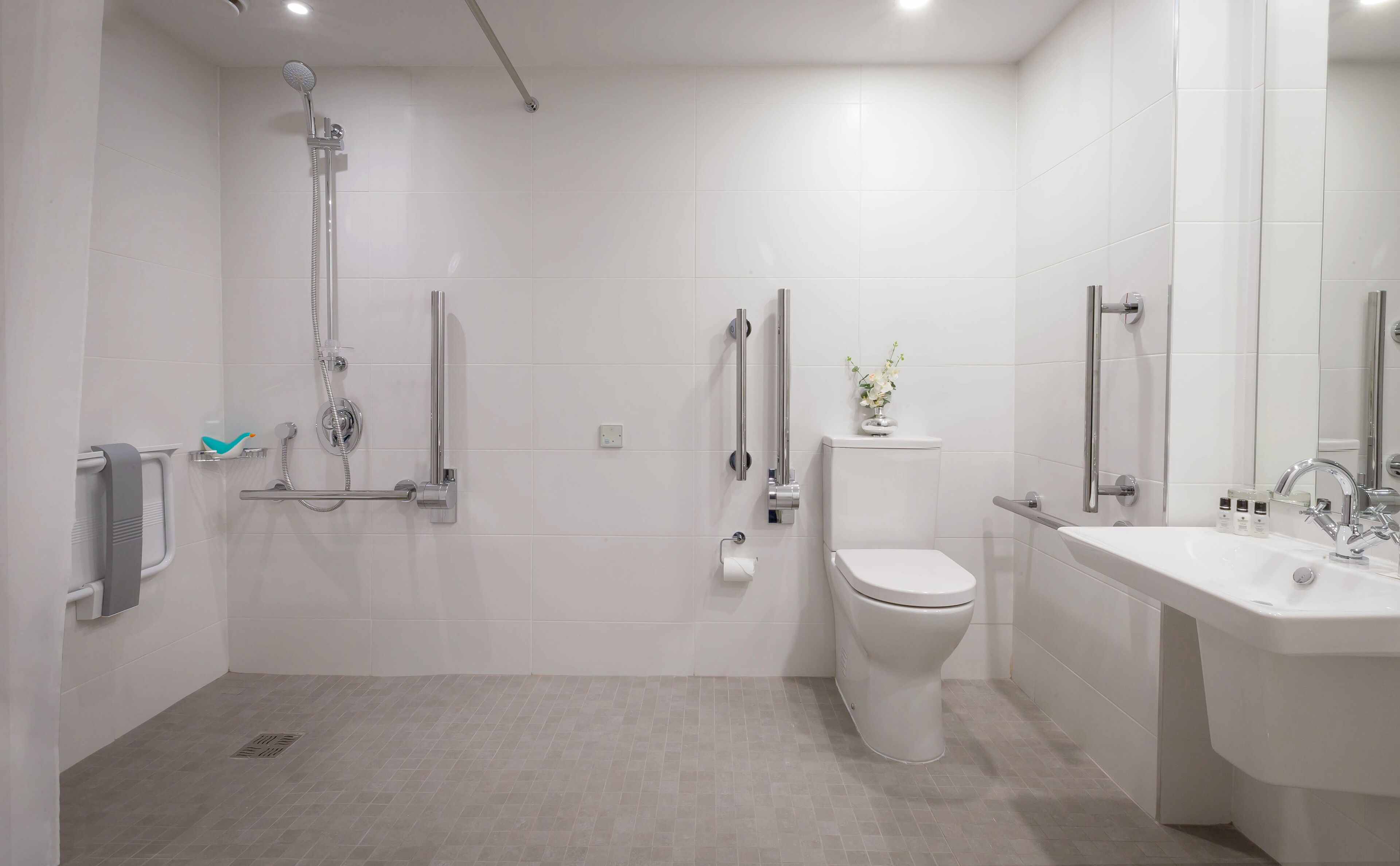 accessible room | bathroom | combined shower/bathtub, designer toiletries, hair dryer, bathrobes