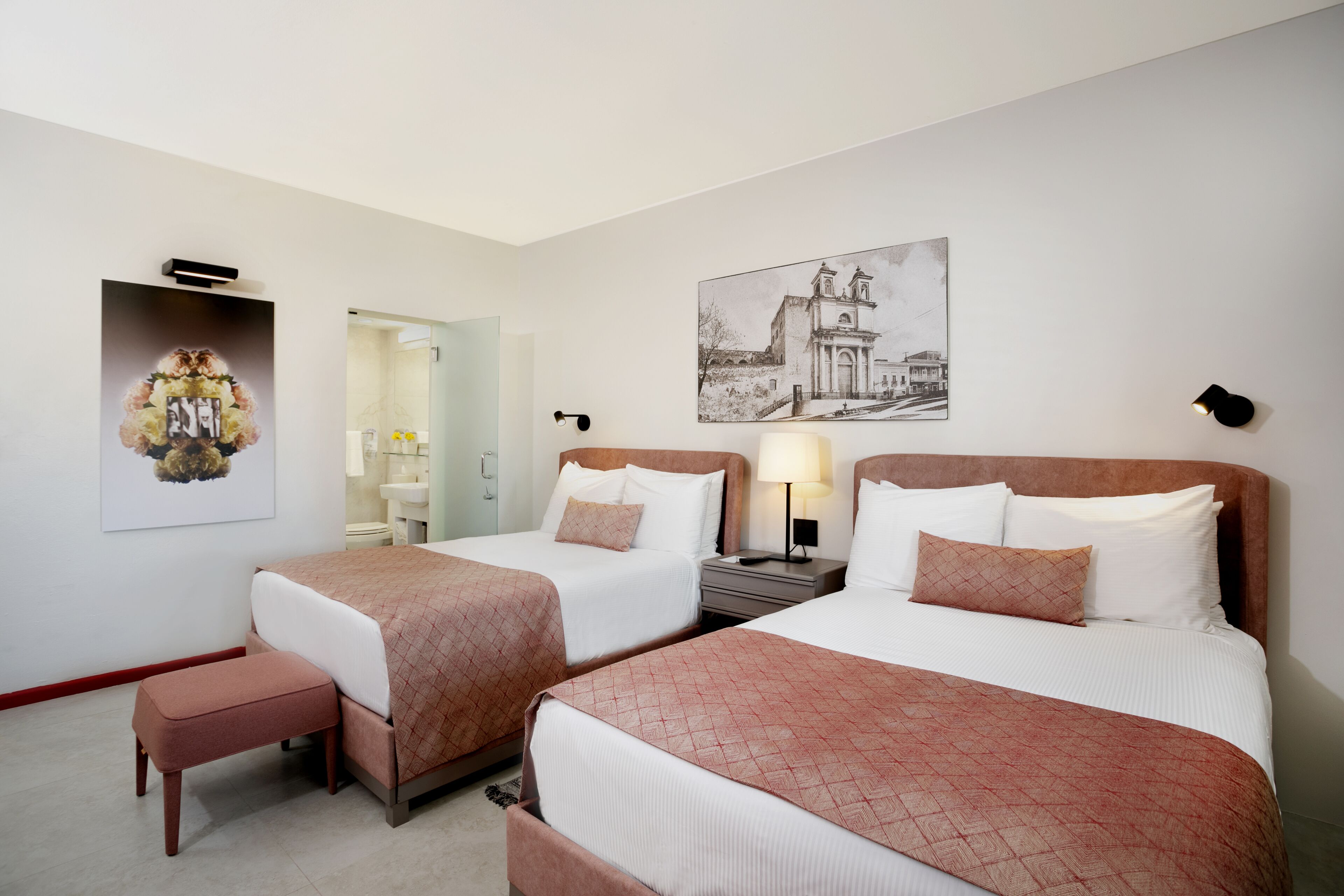 deluxe double room, 2 double beds | in-room safe, individually decorated, individually furnished, desk