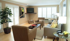 37-inch flat-screen TV with cable channels, TV