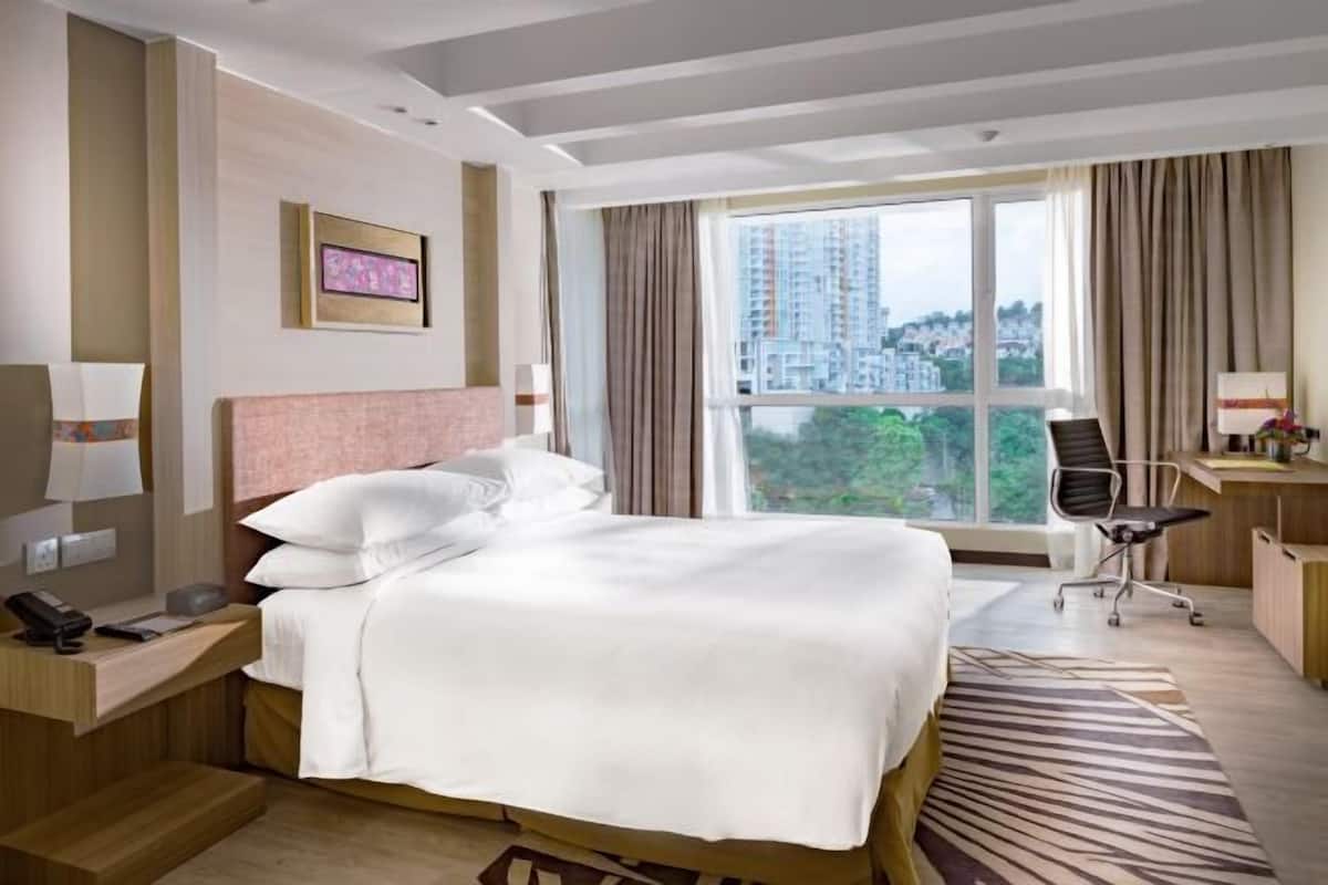 In-room safe, desk, laptop workspace, blackout drapes