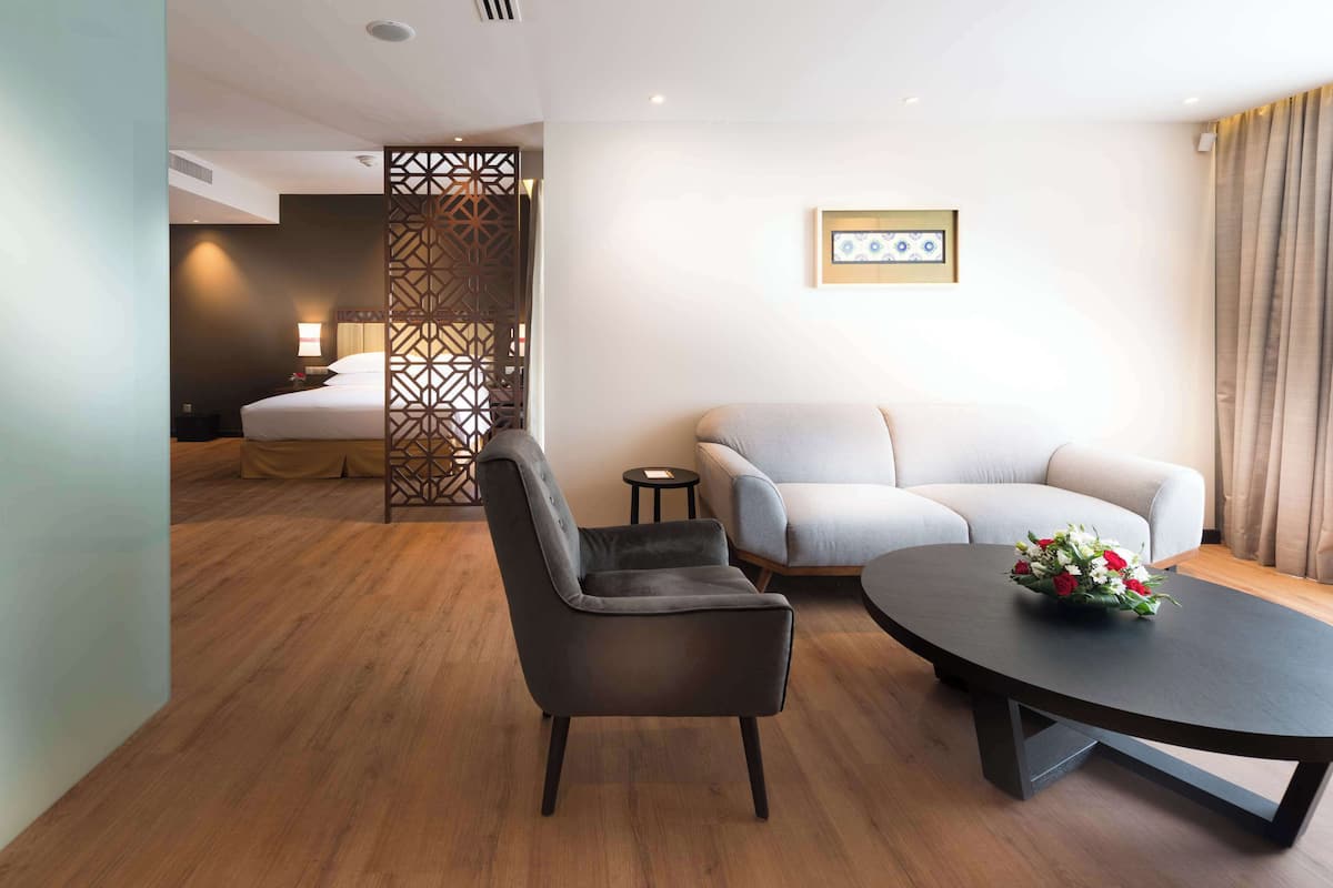Presidential Suite, 1 King Bed, Terrace | Living area | 40-inch flat-screen TV with satellite channels, TV, iPod dock