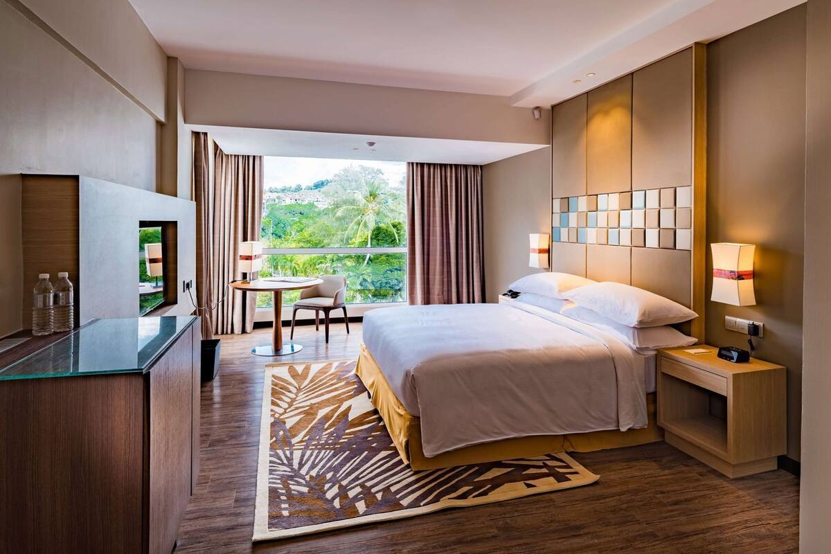In-room safe, desk, laptop workspace, blackout drapes