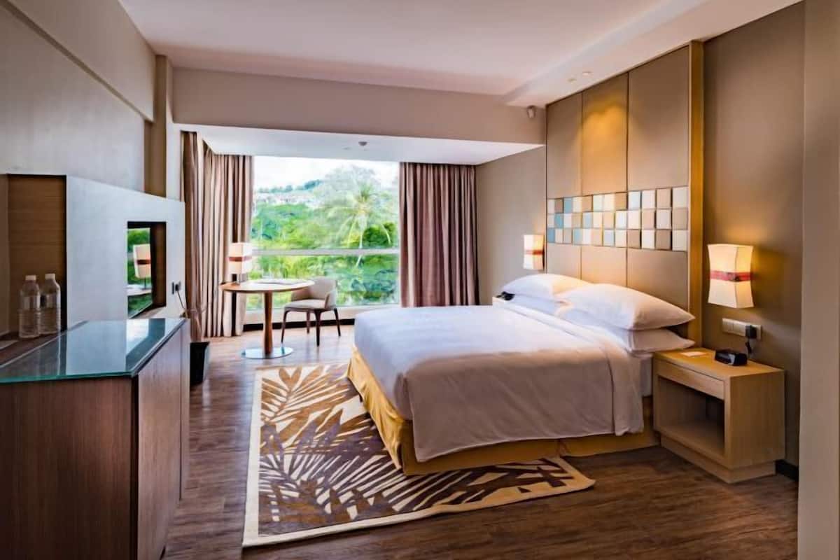 In-room safe, desk, laptop workspace, blackout drapes