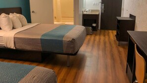 Desk, free WiFi, bed sheets