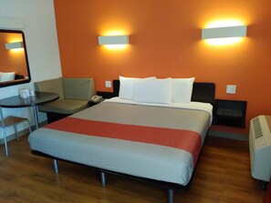 Desk, blackout curtains, free WiFi, bed sheets