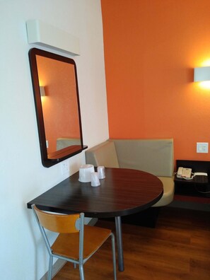 Desk, blackout curtains, free WiFi, bed sheets