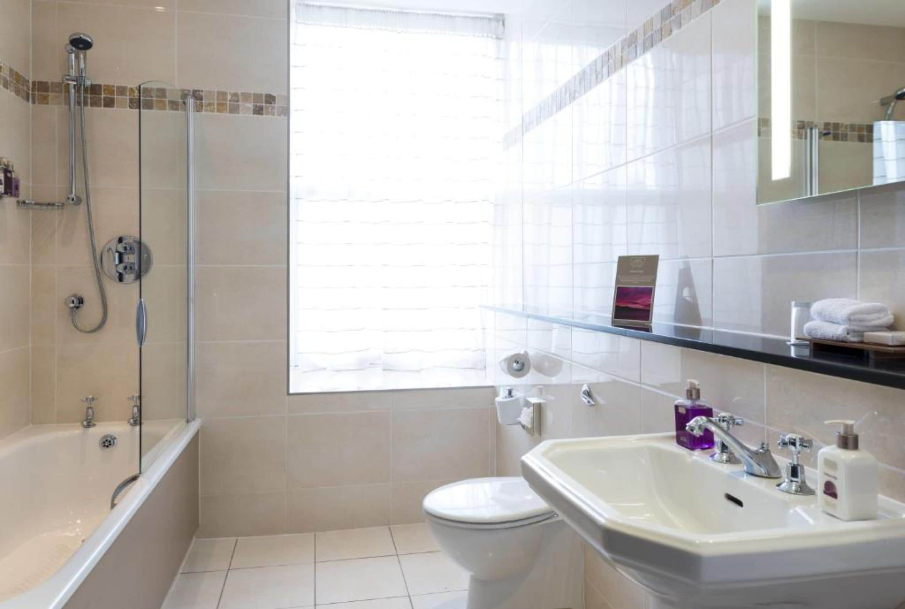 free toiletries, hair dryer, towels