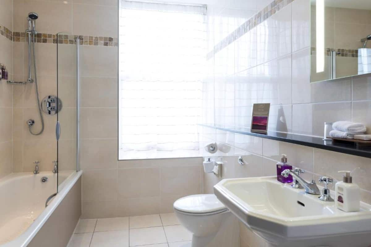 free toiletries, hair dryer, towels