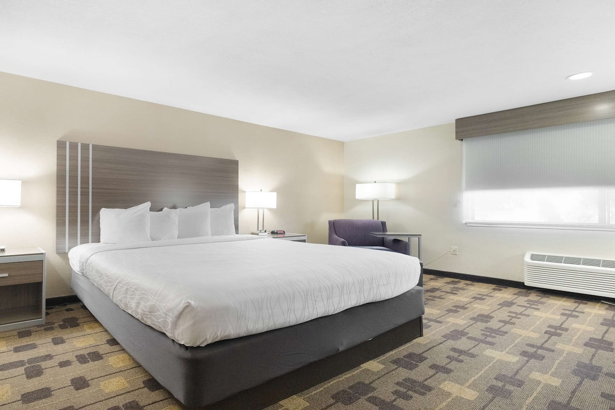 Chambre Standard, 1 grand lit, non-fumeurs, réfrigérateur et four à micro-ondes | Rideaux occultants, fer et planche à repasser, Wi-Fi, draps fournis