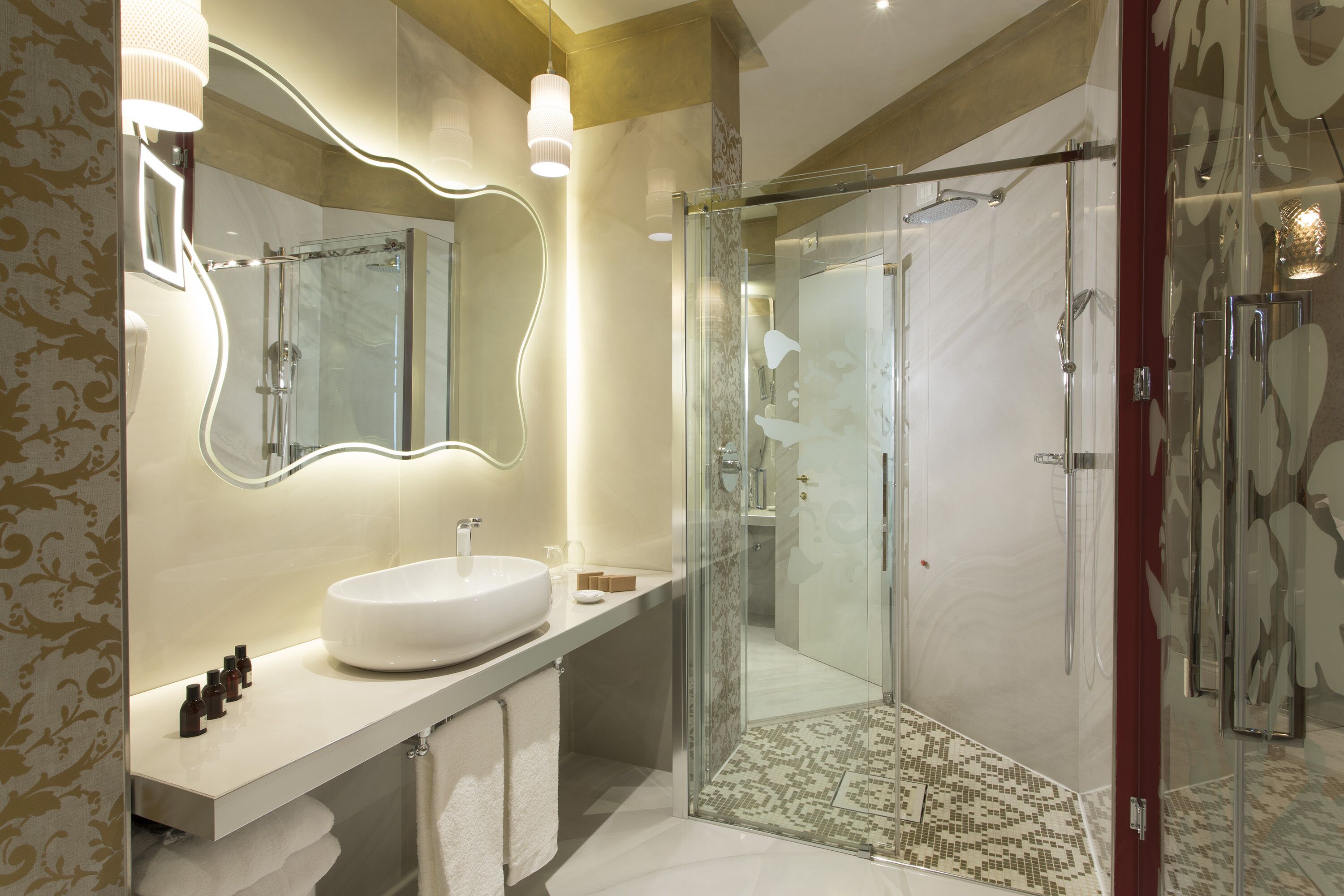 suite (james joyce, square view) | bathroom | shower, free toiletries, hair dryer, bathrobes