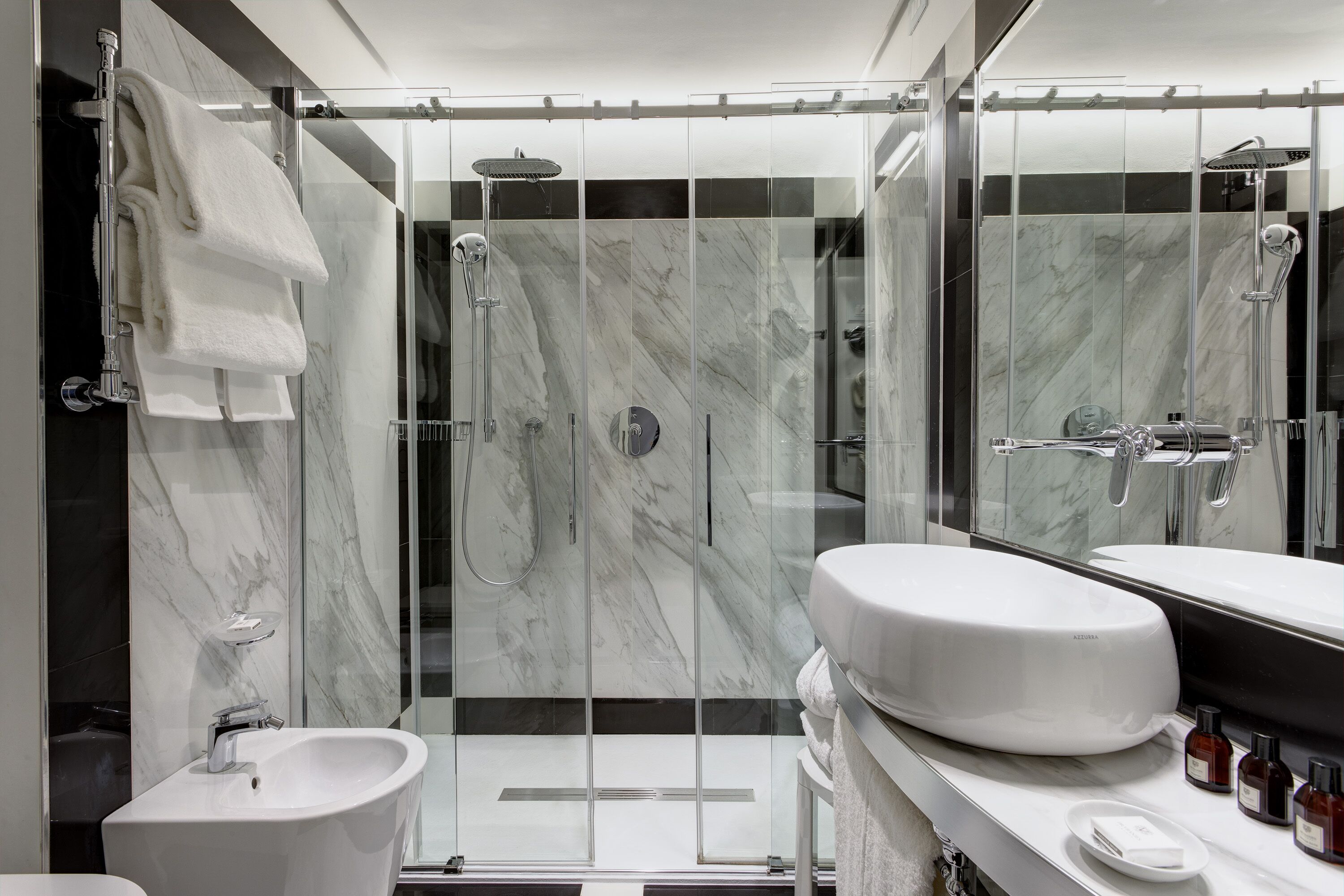 superior room | bathroom | shower, free toiletries, hair dryer, bathrobes