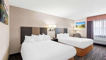 Standard Room, 2 Queen Beds, Non Smoking, Microwave | Premium bedding, iron/ironing board, free WiFi, bed sheets