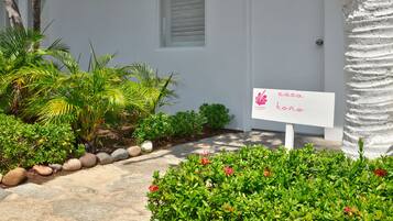A white building with a sign reading "casa toro" and a stone pathway leading to the entrance.