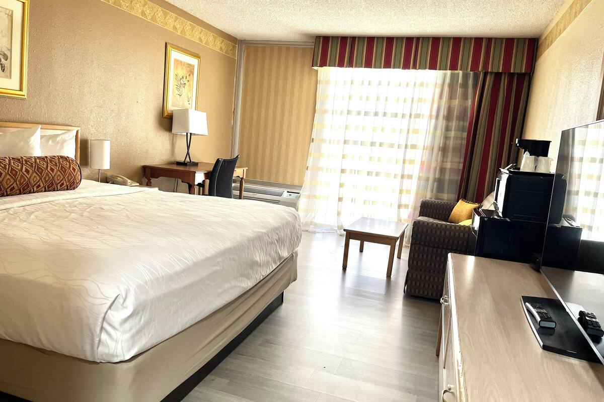 standard room, 1 king bed, non smoking | desk, blackout curtains, iron/ironing board, free wifi