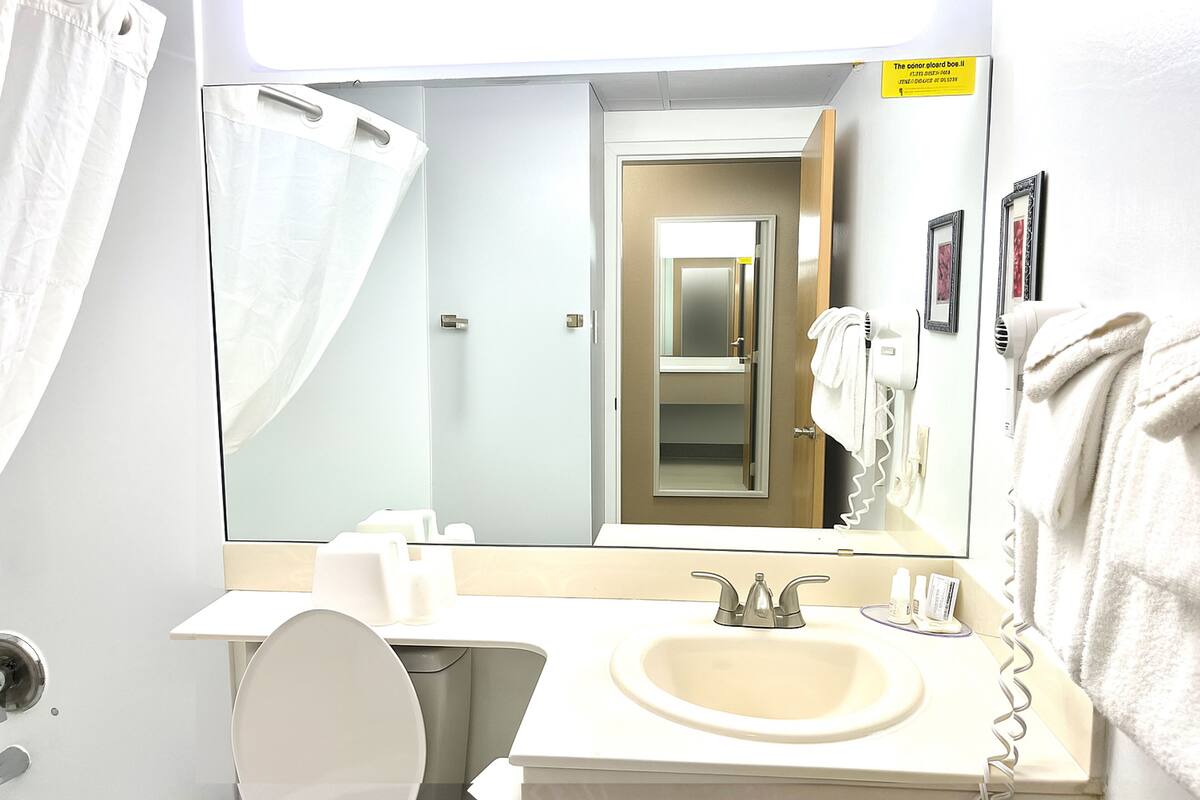 standard room, 2 queen beds, non smoking | bathroom | combined shower/bathtub, free toiletries, hair dryer, towels