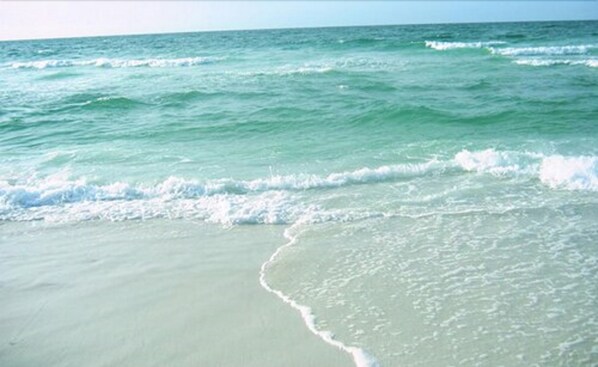 Private beach, white sand, sun-loungers, beach umbrellas