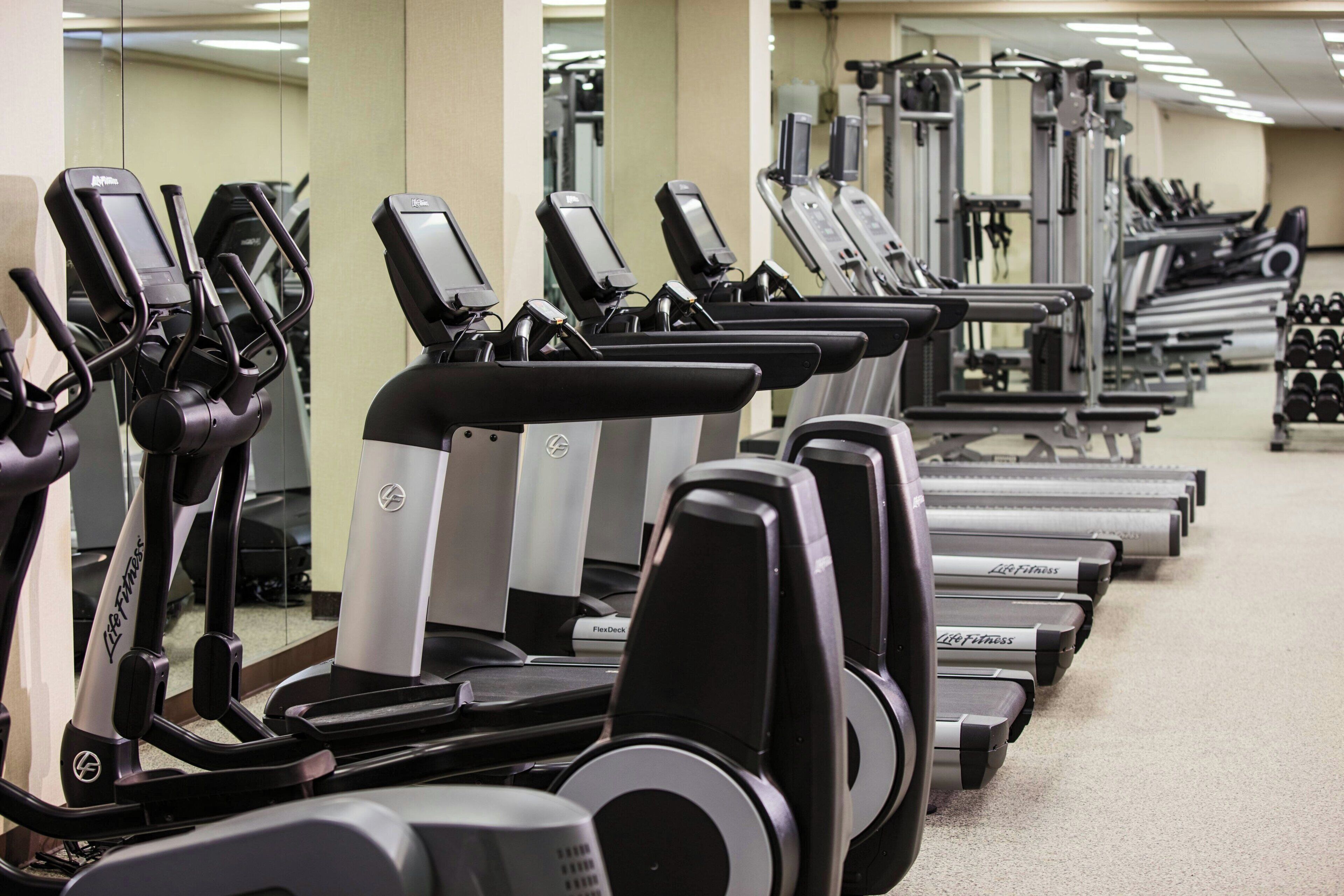 Varias bicicletas estáticas en un gimnasio.