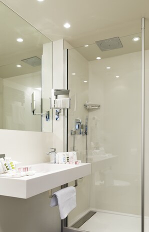 Eco-friendly toiletries, hair dryer, towels