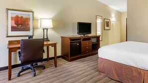 A hotel room with a bed, desk, chair, television, and a lamp. - Country Inn & Suites by Radisson, Atlanta Downtown (Atlanta)