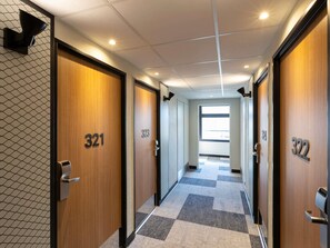 Desk, blackout curtains, soundproofing, iron/ironing board