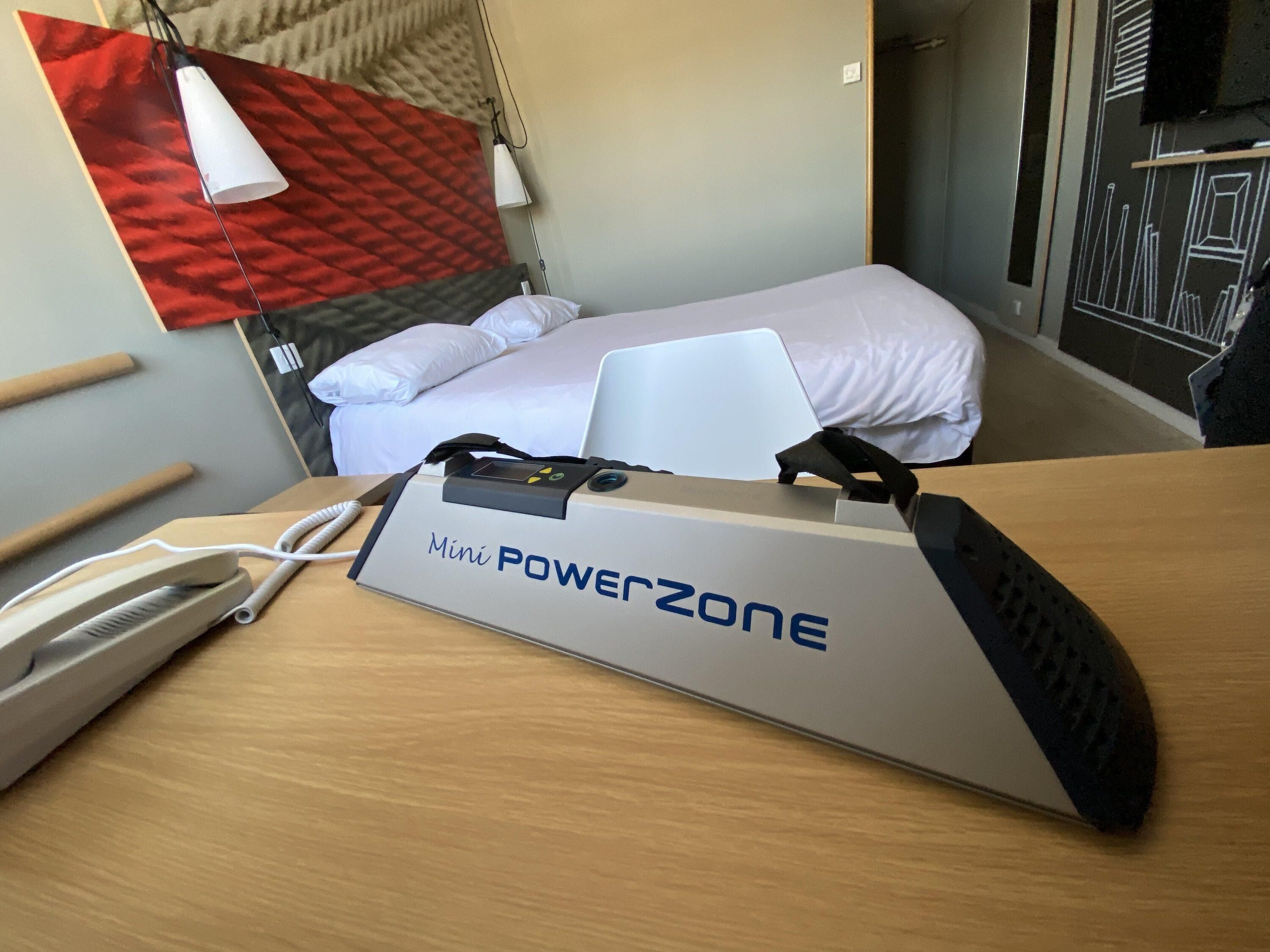 premium bedding, desk, laptop workspace, blackout curtains