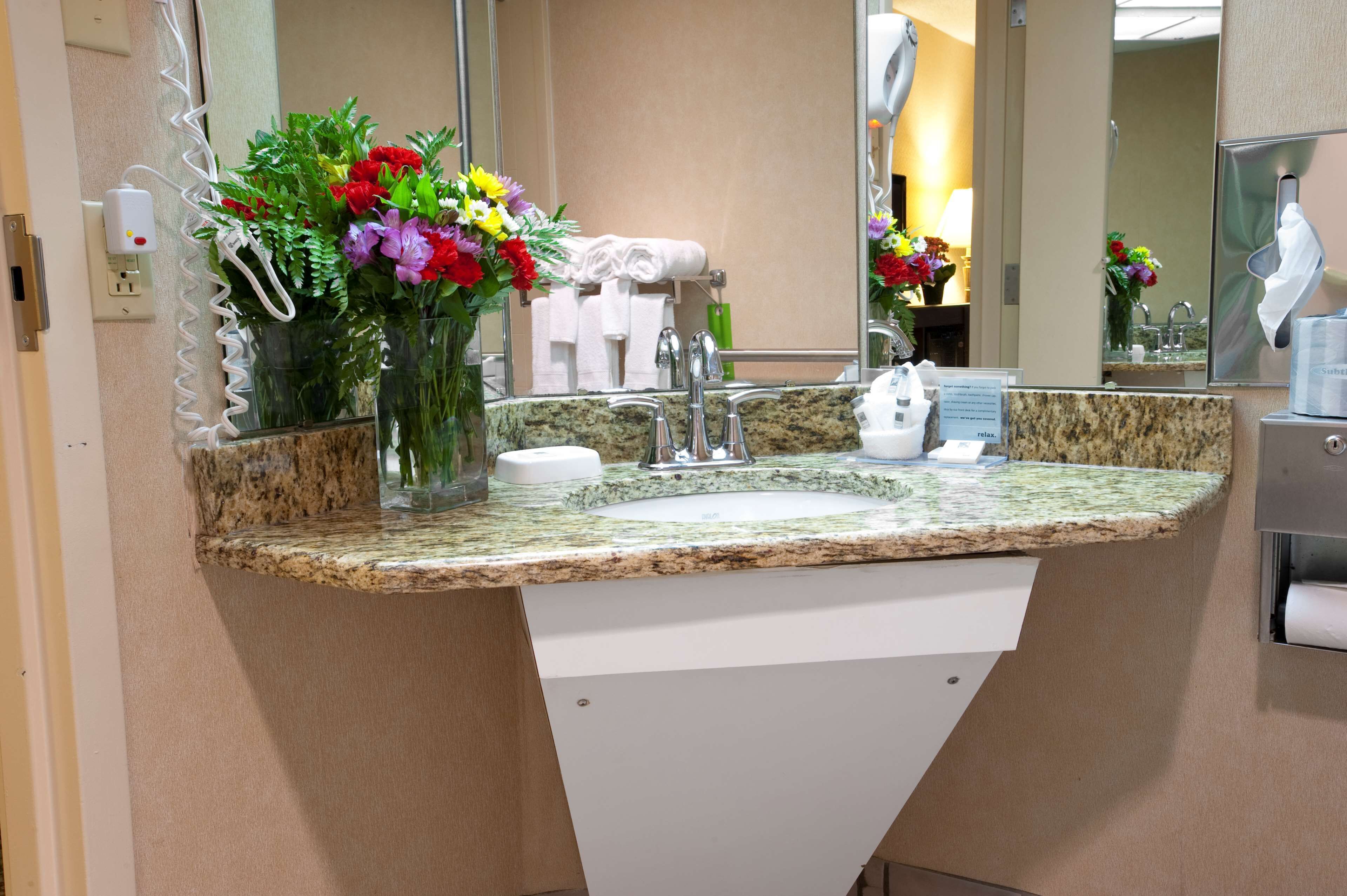 free toiletries, hair dryer, towels