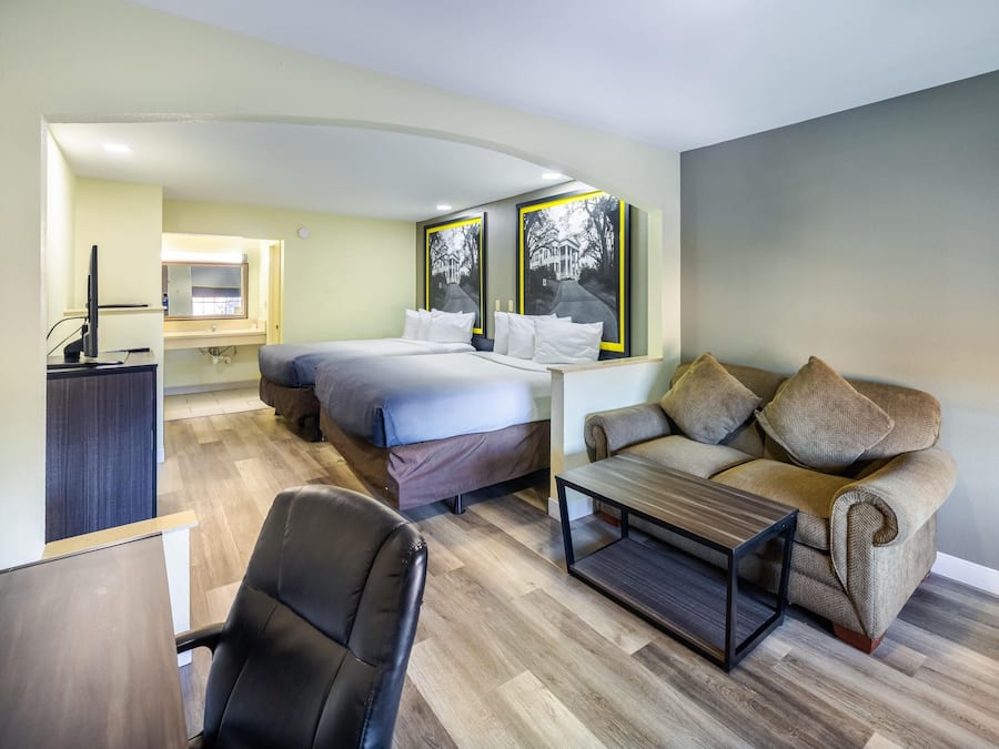 Individually decorated, individually furnished, desk, laptop workspace